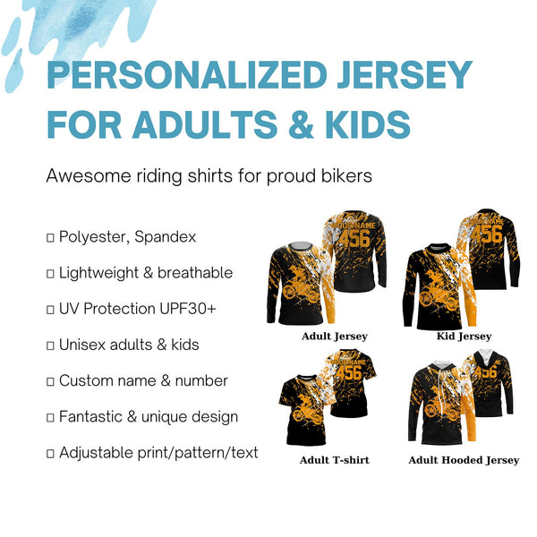 Personalized dirt bike jersey adult&kid UPF30+ Motocross MX racing off-road motorcycle - Orange| NMS908