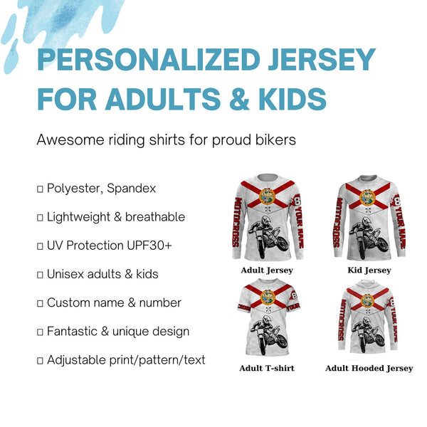 Florida Motocross Jersey Custom Name Youth Mens Womens FL Dirt Bike Off Road MotoX Motorcycle Racing| NMS824