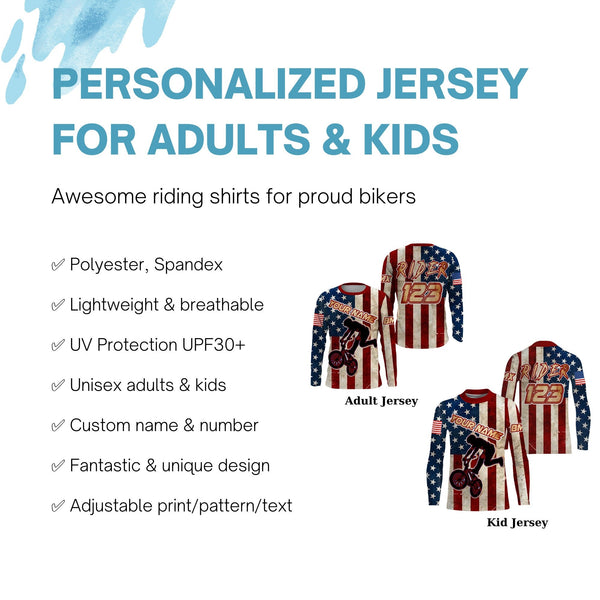 Custom American BMX racing jersey UPF30+ Adult&Kid MTB riding shirt extreme freestyle Cycling gear| SLC70