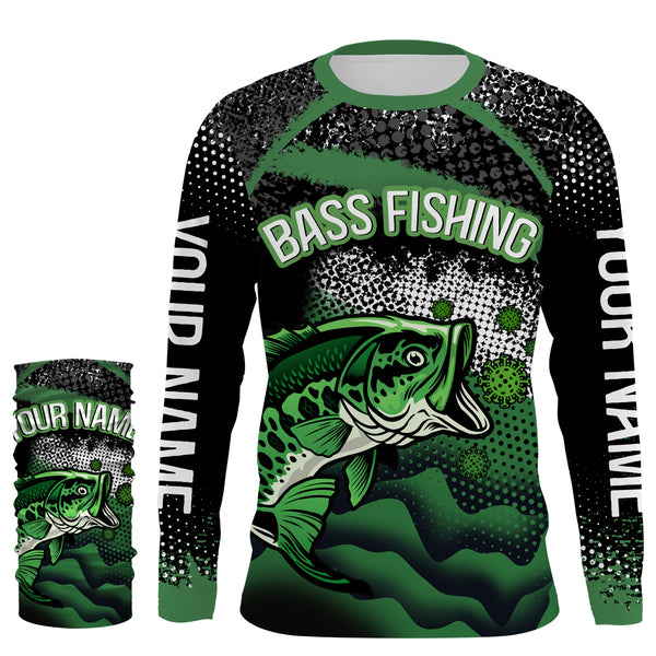 Personalized Bass fishing UV protection quick dry Customize name long sleeves fishing shirts UPF 30+ TMTS001