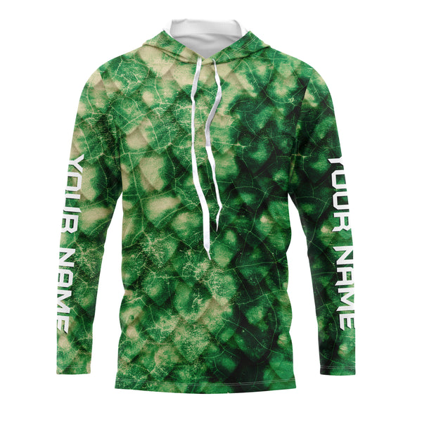 Fishing Green scales Green background UV protection quick dry Customize name personalized long sleeves fishing shirts UPF 30+ TMTS037