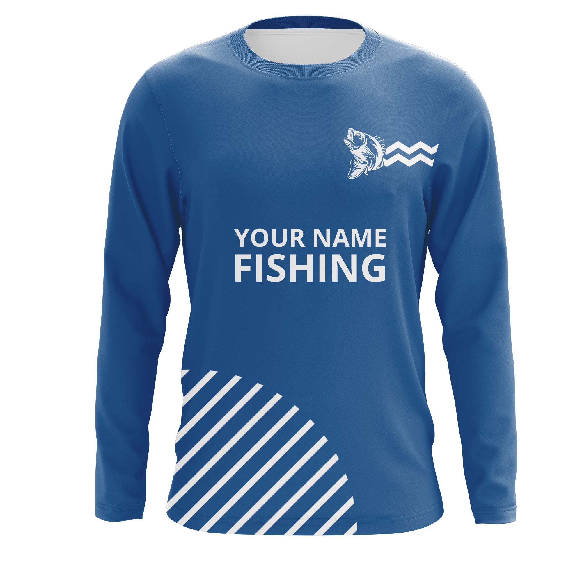 Bass Fishing Customized Name UV Protection UPF 30+Fishing Clothing Fishing Gifts| Blue TMTS009