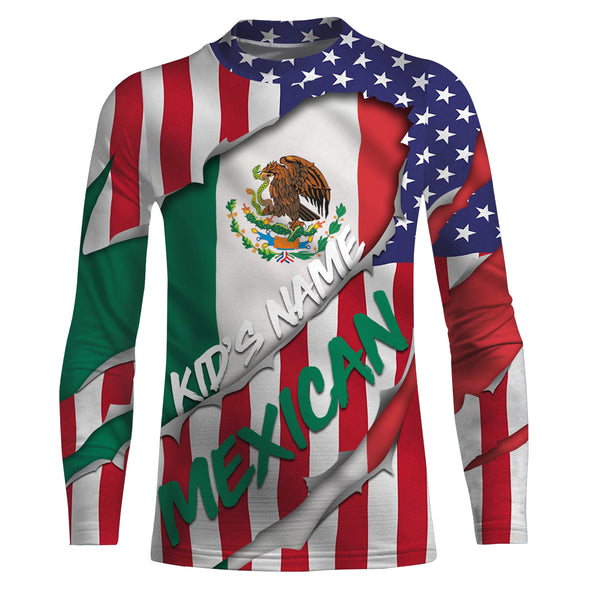 American Flag Mexican Flag Custom UV Long sleeves shirts, Patriotic fishing apparel TMTS010