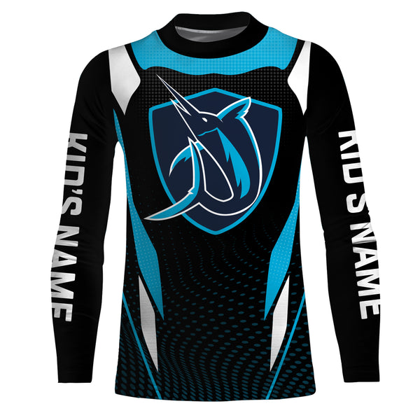 Marlin Fishing Custom Name Long Sleeve performance Fishing Shirts, Personalized Marlin Fishing jerseys TMTS023