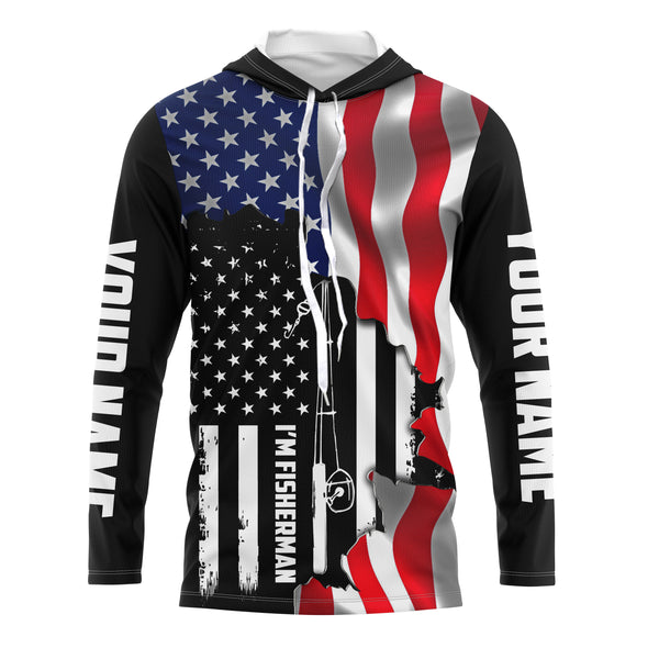 I'm Fisherman - American flag patriotic fishing Custom Name  US flag fishing rod 3D tournament fishing shirts UV protection UPF 30+ TMTS026