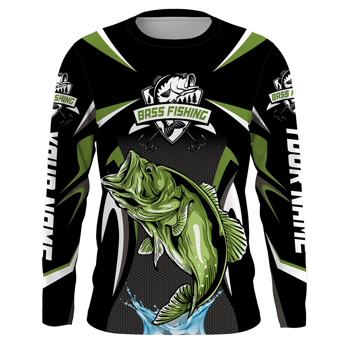 Green Bass Fishing Custom Name UV Protection Shirts, Personalized Bass Fishing Jerseys, Fishing apparel Fishing Tournament Shirt HVFS029