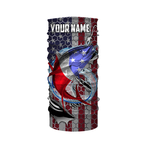 Personalized Tuna Fishing Fish Hook Vintage American Flag Saltwater Fishing UV Protection Fishing Shirts HVFS057