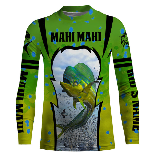 Mahi mahi (Dorado) fishing mahi mahi scales Customize Name UV Protection quick dry Fishing Shirts UPF 30+ HVFS059