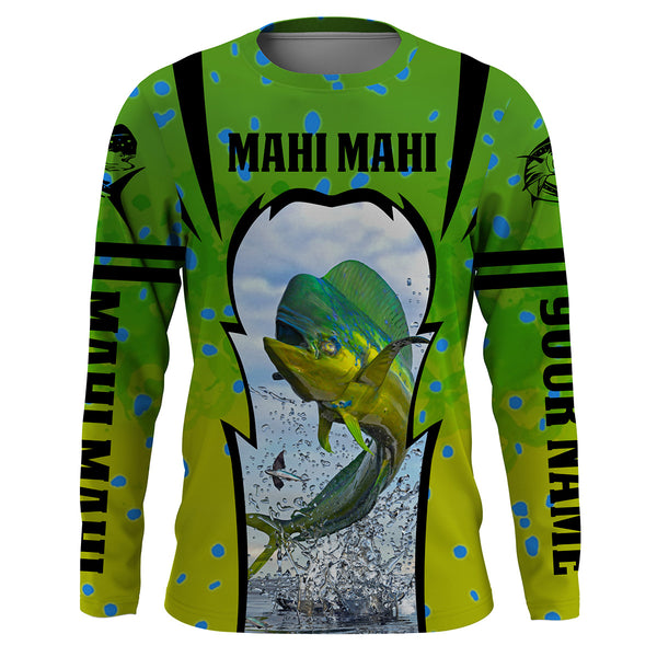 Mahi mahi (Dorado) fishing mahi mahi scales Customize Name UV Protection quick dry Fishing Shirts UPF 30+ HVFS059