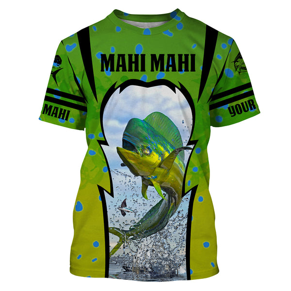 Mahi mahi (Dorado) fishing mahi mahi scales Customize Name UV Protection quick dry Fishing Shirts UPF 30+ HVFS059