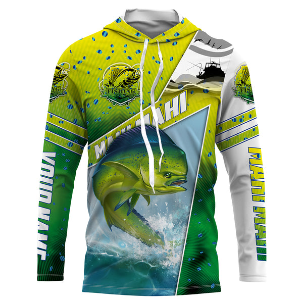 Mahi mahi ( Dorado) Fishing Customize Name UV protection quick dry UPF 30+ long sleeves fishing shirts, fishing apparel, gifts for fishing lover HVFS033