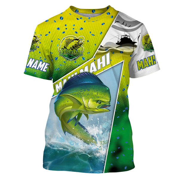 Mahi mahi ( Dorado) Fishing Customize Name UV protection quick dry UPF 30+ long sleeves fishing shirts, fishing apparel, gifts for fishing lover HVFS033