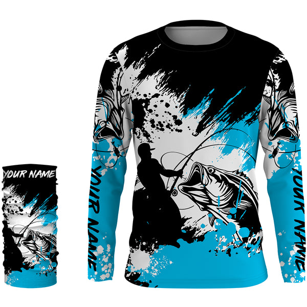 Bass Fishing Custom UV Long Sleeve performance Fishing Shirts, personalized Bass Fishing gifts - HVFS013