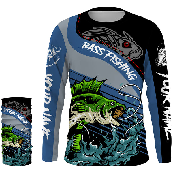 Bass Fishing Bass Skeleton shirt UV protection quick dry customize name long sleeves UPF 30+ personalized gift for Fishing lovers  HVFS021