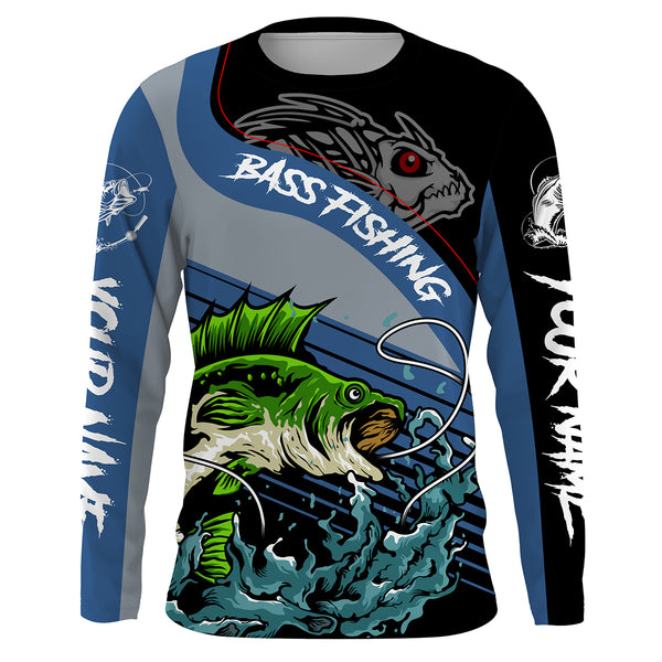 Bass Fishing Bass Skeleton shirt UV protection quick dry customize name long sleeves UPF 30+ personalized gift for Fishing lovers  HVFS021