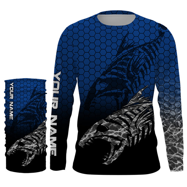 Fish Skeleton Custom Name Performance Fishing UV Protection Long Sleeve Shirt TTN42