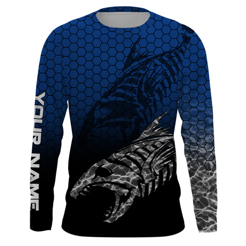 Fish Skeleton Custom Name Performance Fishing UV Protection Long Sleeve Shirt TTN42