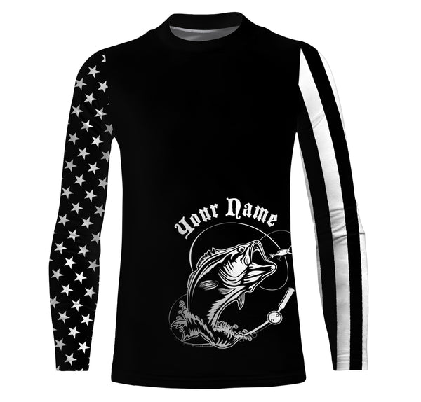 Personalized Bass Fishing Tattoo American Flag UV Protection Customized Shirt, Gift For Fisherman TTN62