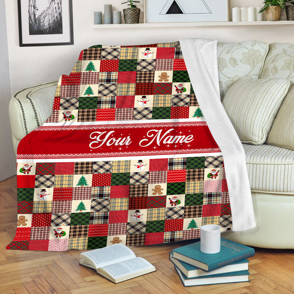 Christmas pattern Customized name Fleece Blanket, Merry Christmas blanket D03 TTN05