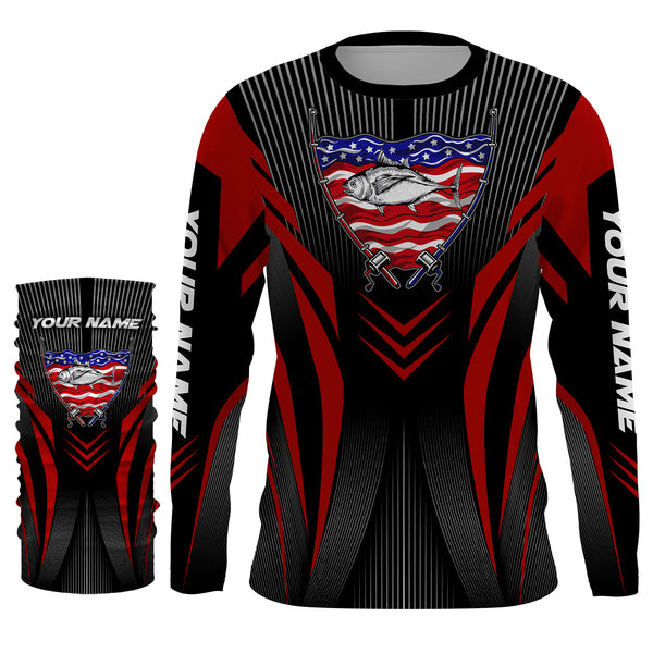 Tuna Fishing American Flag Custom performance Long Sleeve Shirt, Patriotic Fishing jerseys for fisherman TTN20