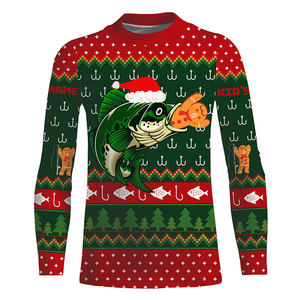 Ugly Christmas Sweater Gingerbread Bass Fishing Shirt, Christmas Fishing Gift for men, women, kid TTN104