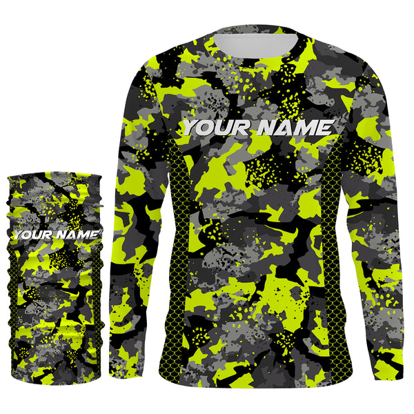 Colorful Fishing Camo Custom UV Long Sleeve Performance Fishing Shirts, Camouflage Fishing Apparel TTN82