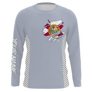 Florida Flag Fish Hook Custom UV Protection Long Sleeve performance Fishing Shirts TTN70