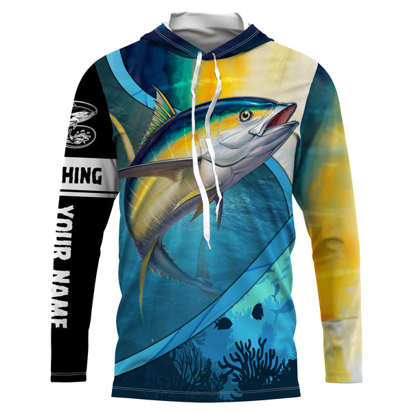 Tuna fishing Sea Camo Custom Name UV protection fishing jersey, fishing tournament shirts TTV45