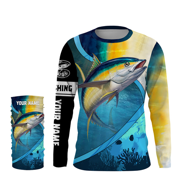 Tuna fishing Sea Camo Custom Name UV protection fishing jersey, fishing tournament shirts TTV45