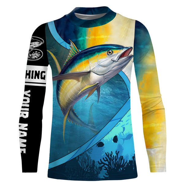 Tuna fishing Sea Camo Custom Name UV protection fishing jersey, fishing tournament shirts TTV45