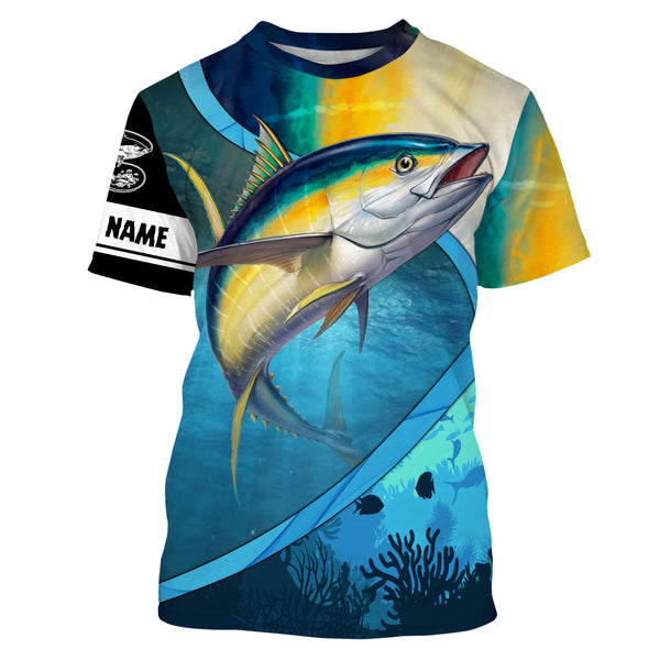 Tuna fishing Sea Camo Custom Name UV protection fishing jersey, fishing tournament shirts TTV45