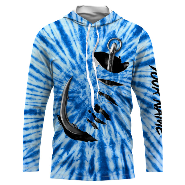 Colorful Fishing Hook Tie Dye 3D All over print Customize Name UV protection quick dry Shirt TTV48