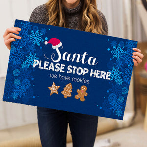 Funny Christmas Doormat - Santa Please Stop Here Doormat - Christmas Sign Christmas Decoration Welcome Mat Holiday Doormat Winter Sign - JD33