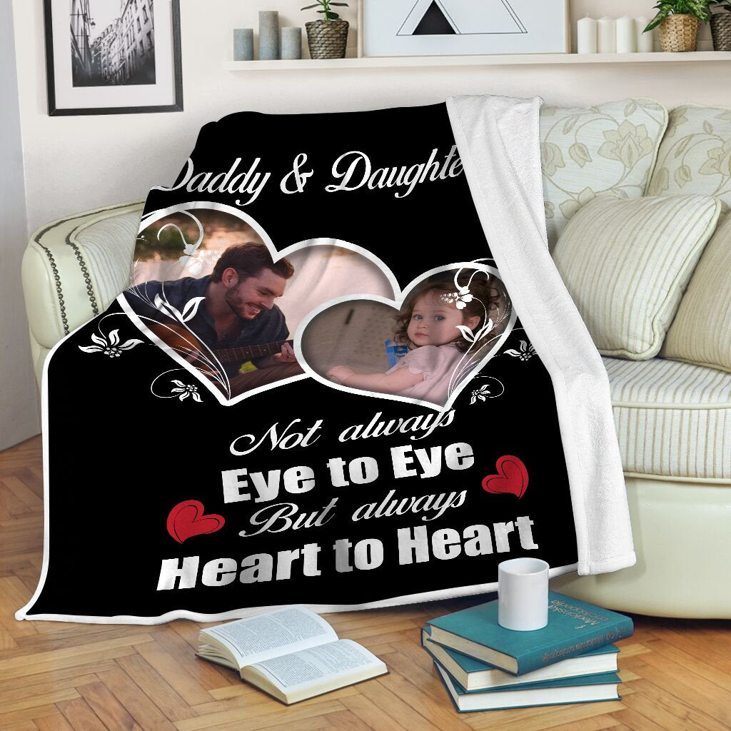 Father Daughter Custom Blanket| Beautiful Throw with Photo for Dad| Meaningful Father's Day, Birthday, Christmas Gift| N1037