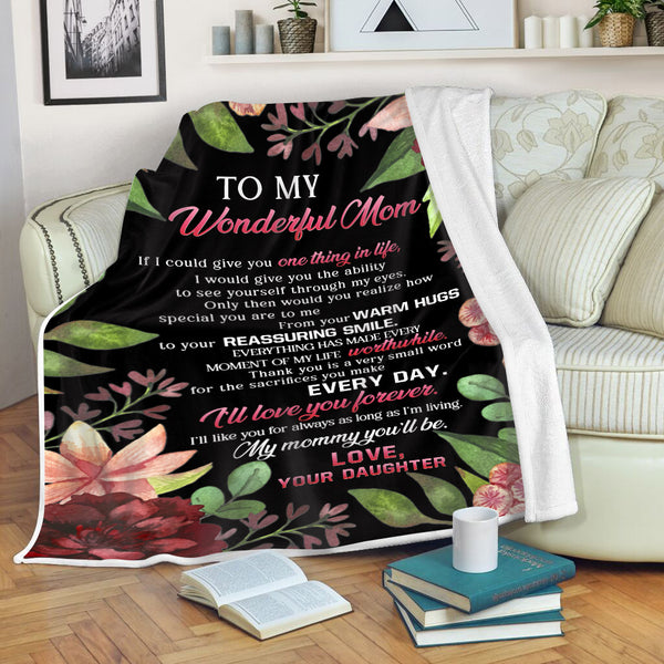 Personalized Blanket To My Wonderful Mom| Floral Blanket for Mom| Thoughtful Gift for Mom from Daughter on Mother's Day Christmas Birthday| Mom Blanket Mother Blanket| JB15