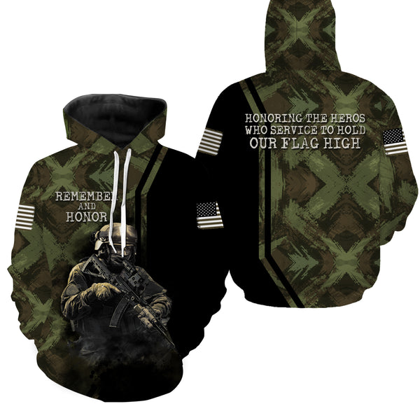 Remember and Honor The Heroes 3D Hoodie US Veteran Memorial Day Shirt Remembrance| NMD02