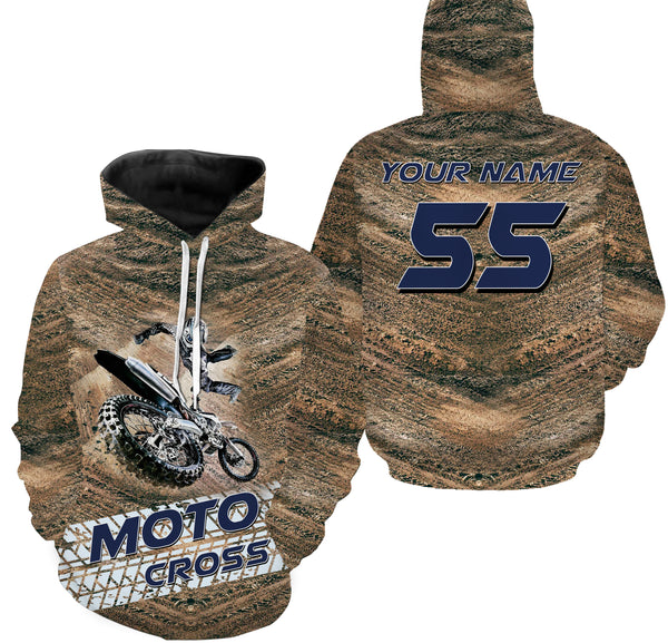 Motocross Rider Personalized Long Sleeves Hoodie T-shirt, All Over Printed Motorcycle Dirt Racing| NMS300