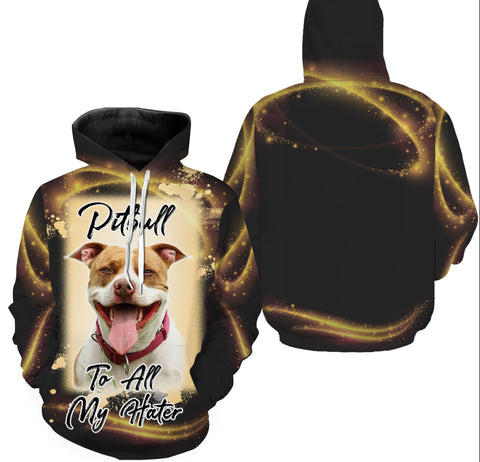 Pitbull To All My Hater T-shirt Long Sleeve Hoodie| 3D Shirt for Pitbull Owners Pitbull Lover| JTSD310