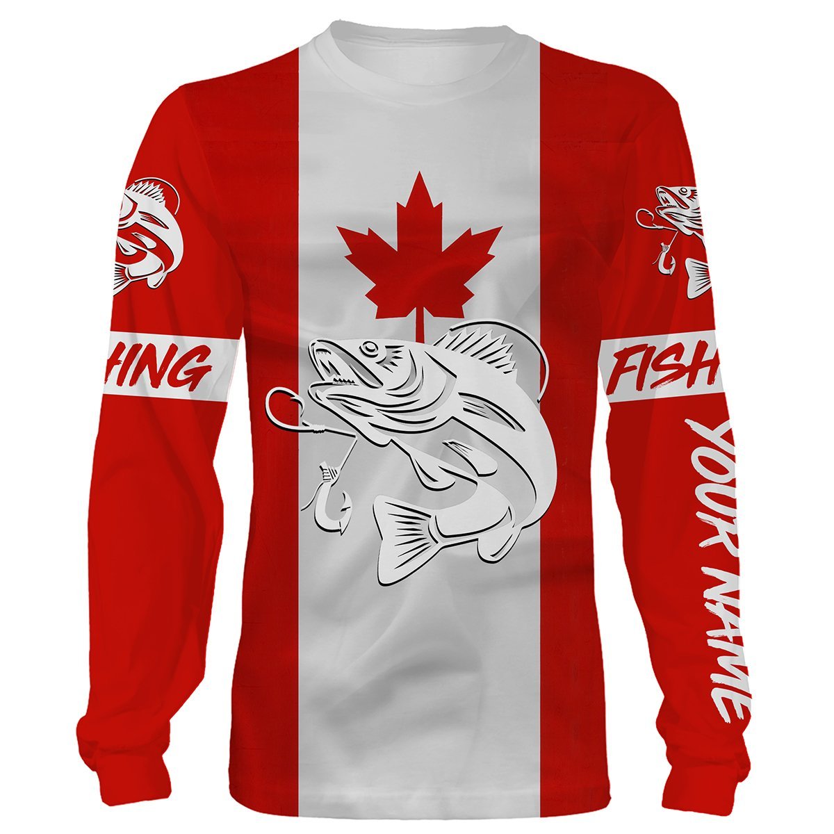 Walleye Fishing 3D Canadian Flag Customize name All over print shirts - personalized fishing gift for men and women and Kid - NQS470