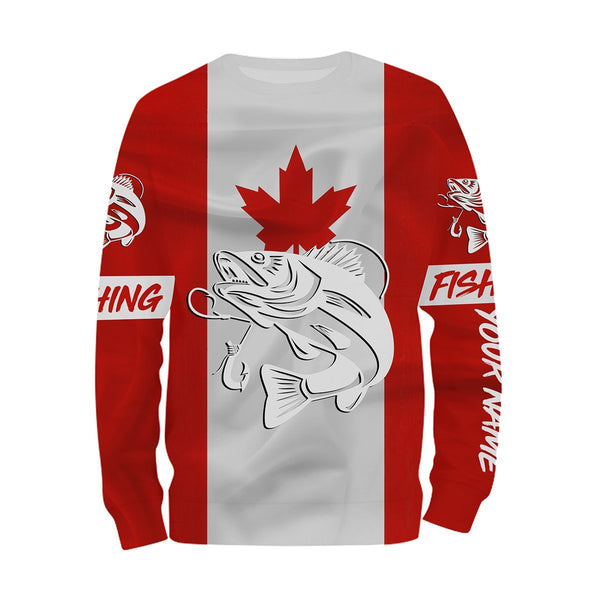 Walleye Fishing 3D Canadian Flag Customize name All over print shirts - personalized fishing gift for men and women and Kid - NQS470