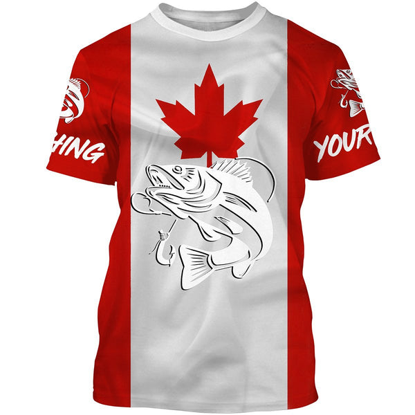 Walleye Fishing 3D Canadian Flag Customize name All over print shirts - personalized fishing gift for men and women and Kid - NQS470