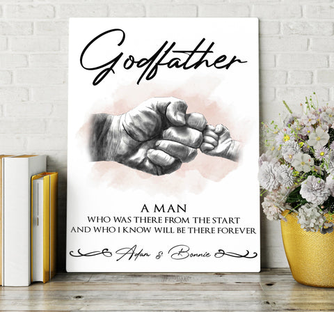 Godfather christening gift, gift for godparents personalized canvas