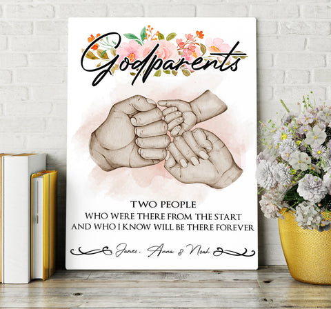 Godparents christening gift, gift for godparents personalized canvas