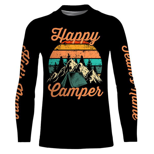 Happy camper camping shirt funny cute personalized long sleeve custom name and team's name