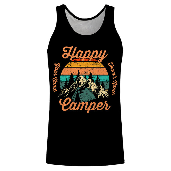 Happy camper camping shirt funny cute personalized long sleeve custom name and team's name