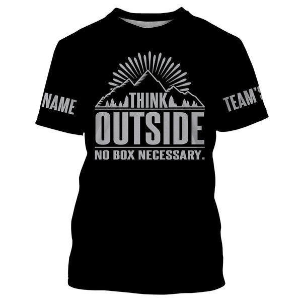 Think outside no box necessary cool camping funny shirt personalized long sleeve custom name and team name