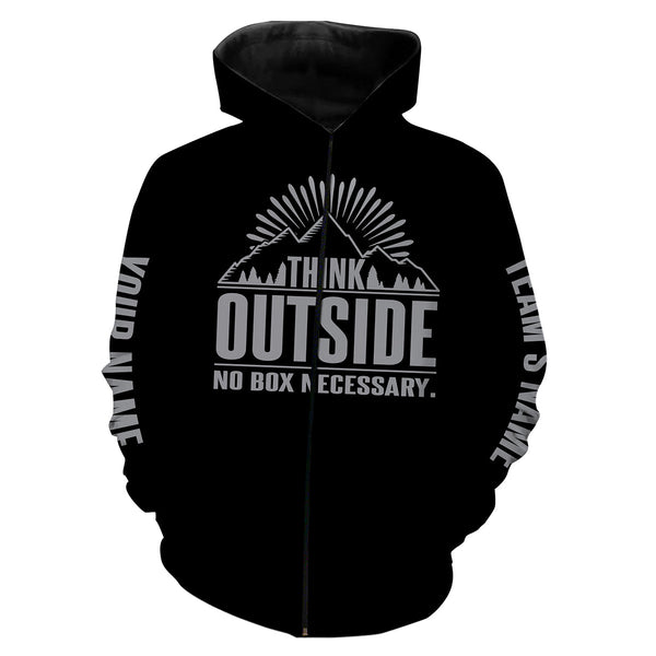 Think outside no box necessary cool camping funny shirt personalized long sleeve custom name and team name