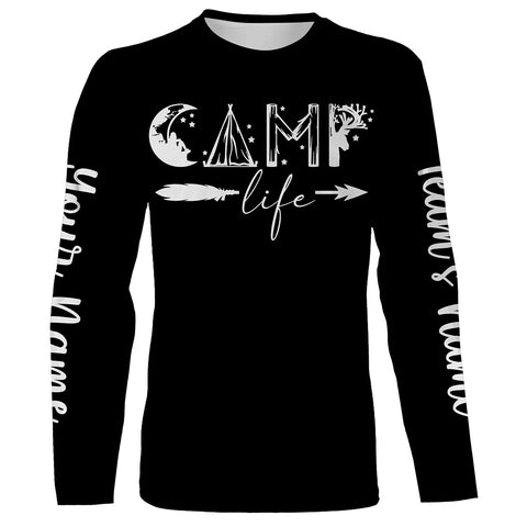 Camp life camping summer vacation shirts personalized long sleeve custom name