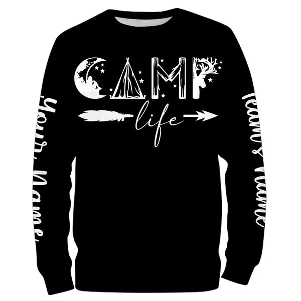 Camp life camping summer vacation shirts personalized long sleeve custom name