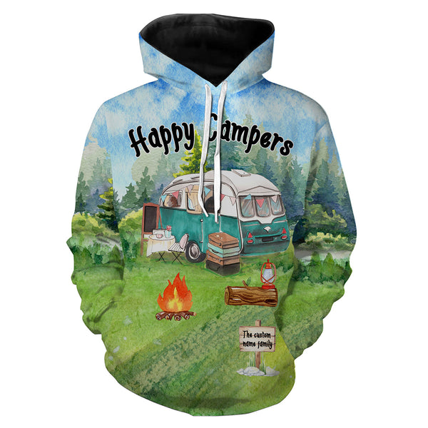 Happy camper camping shirt personalized custom family name